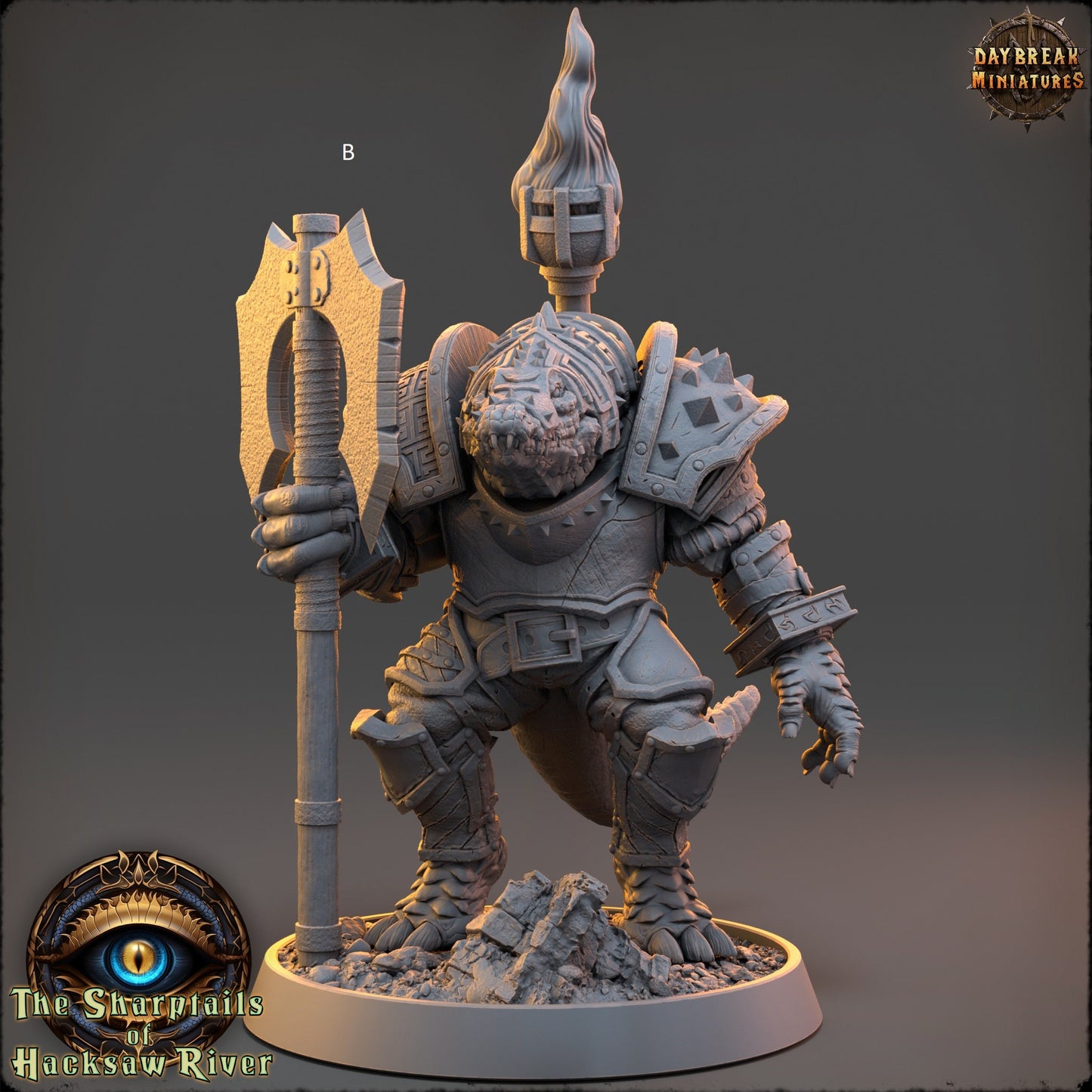 Crocodilian | Two handed Weapons | DayBreak Miniatures | Compatible with D&D/AOS | Fantasy | Tabletop