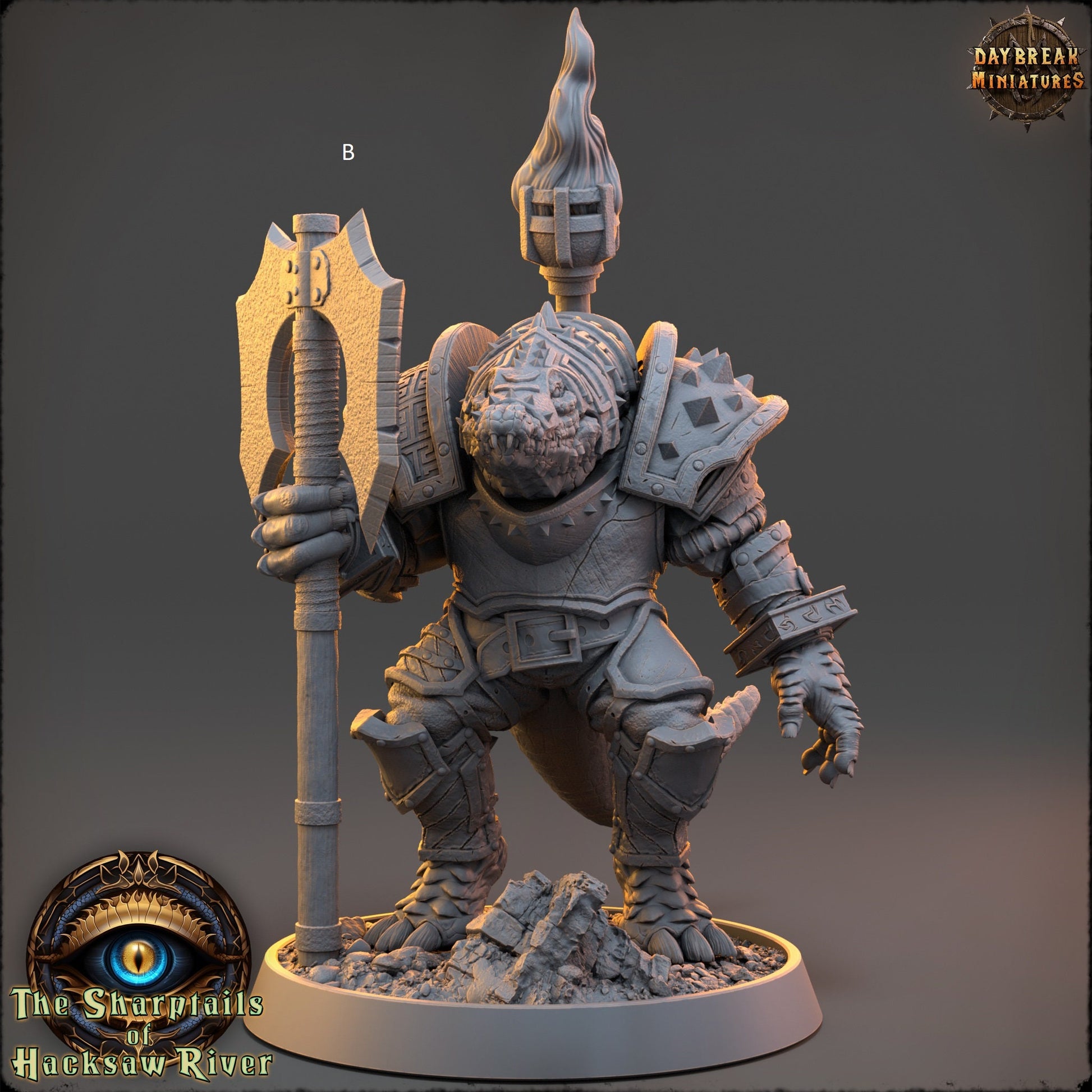 Crocodilian | Two handed Weapons | DayBreak Miniatures | Compatible with D&D/AOS | Fantasy | Tabletop