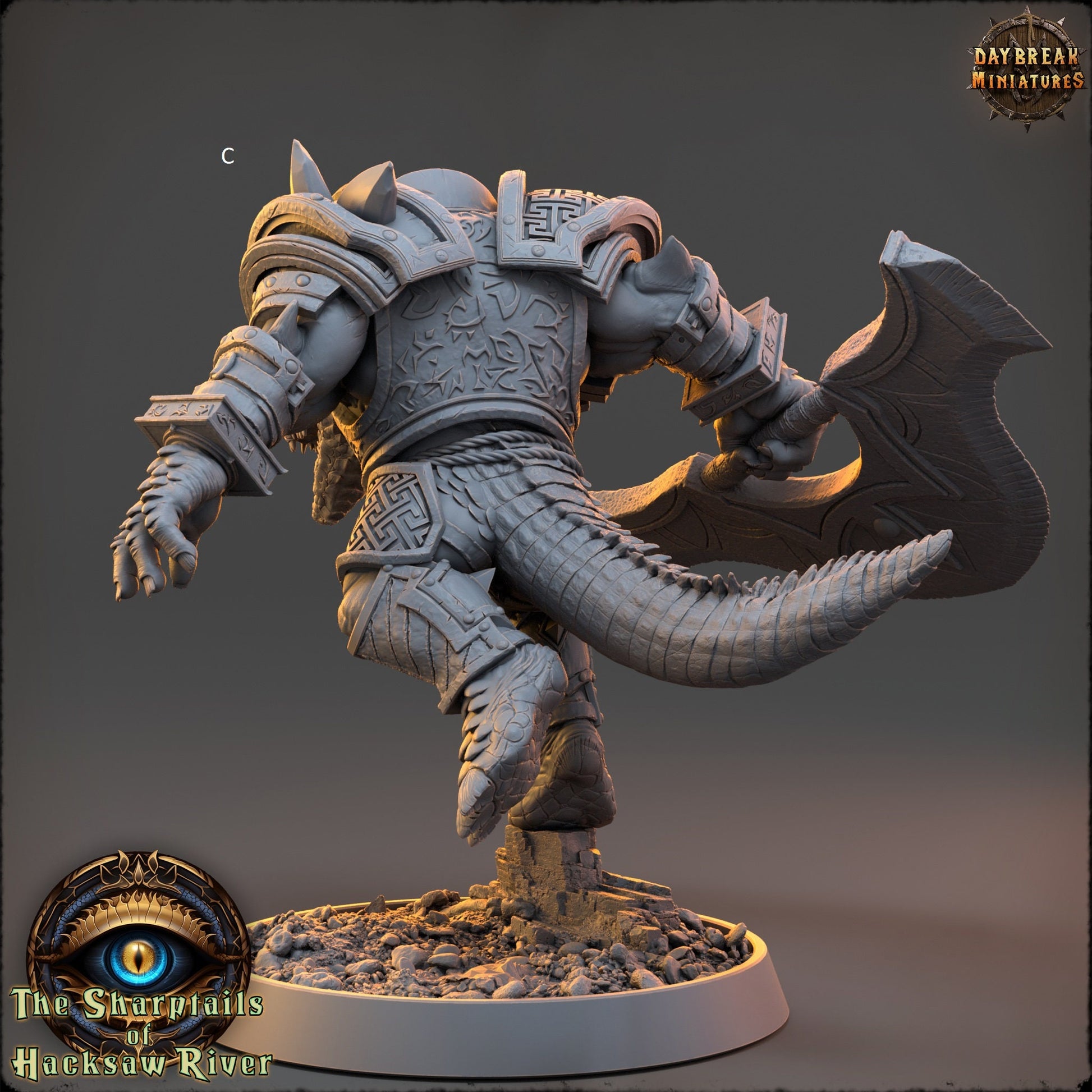 Crocodilian | Two handed Weapons | DayBreak Miniatures | Compatible with D&D/AOS | Fantasy | Tabletop