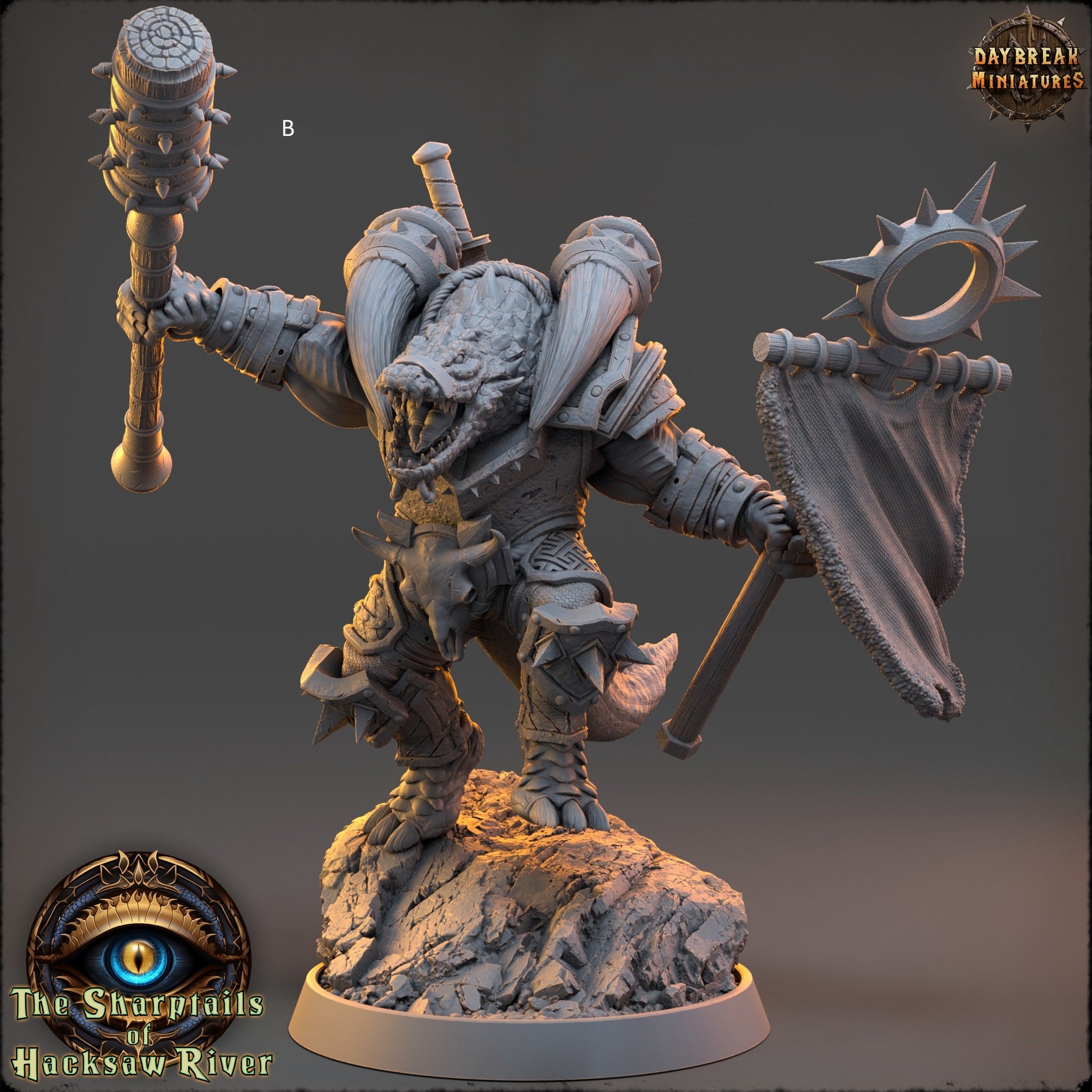 Crocodilian | Captain Retinue | DayBreak Miniatures | Compatible with D&D/AOS | Fantasy | Tabletop