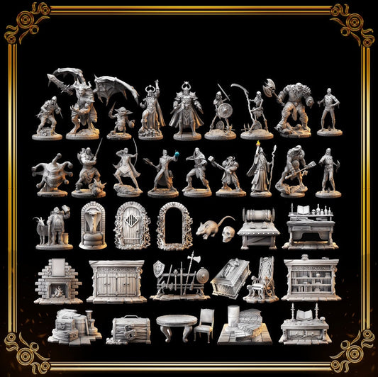 Masters of Dungeon Quest | Full Set 32mm | Primal Collectibles | Compatible with D&D/AoS | Fantasy