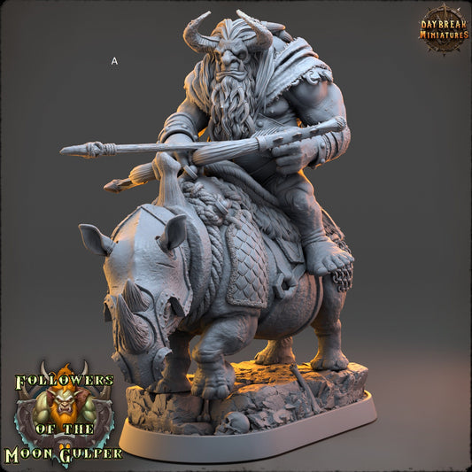 Troll Mounted on Rhino | DayBreak Miniatures | Compatible with D&D/AOS | Fantasy | Tabletop