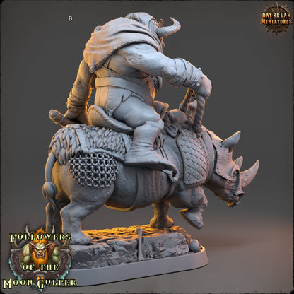 Troll Mounted on Rhino | DayBreak Miniatures | Compatible with D&D/AOS | Fantasy | Tabletop