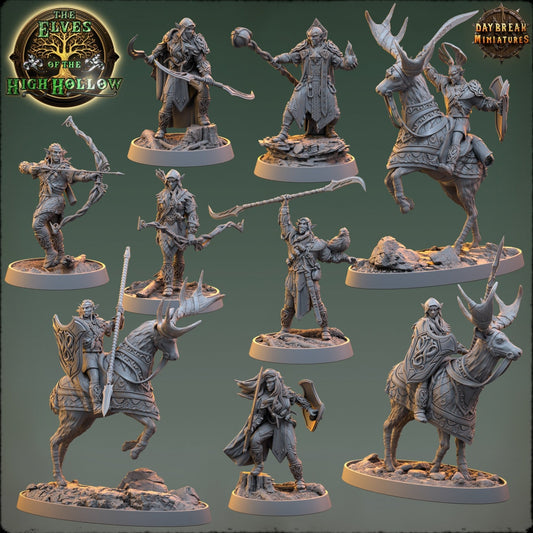 The Elves of High Hollow Set | DayBreak Miniatures | Compatible with D&D/AOS | Fantasy | Tabletop