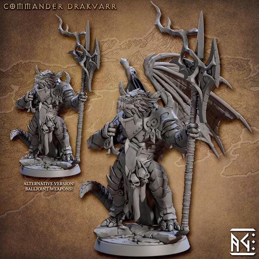 Commander Drakvarr Dragonkin | Artisan Guild Miniatures | Compatible with D&D/AoS | Fantasy | Tabletop RPG