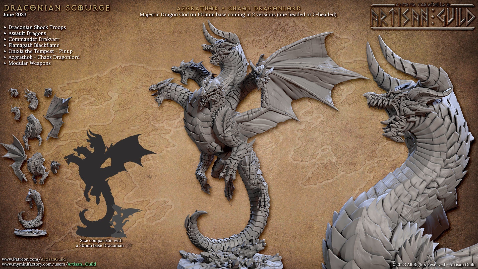 Azgrathok Chaos Dragon Lord | Artisan Guild Miniatures | Compatible with D&D/AoS | Fantasy | Tabletop RPG