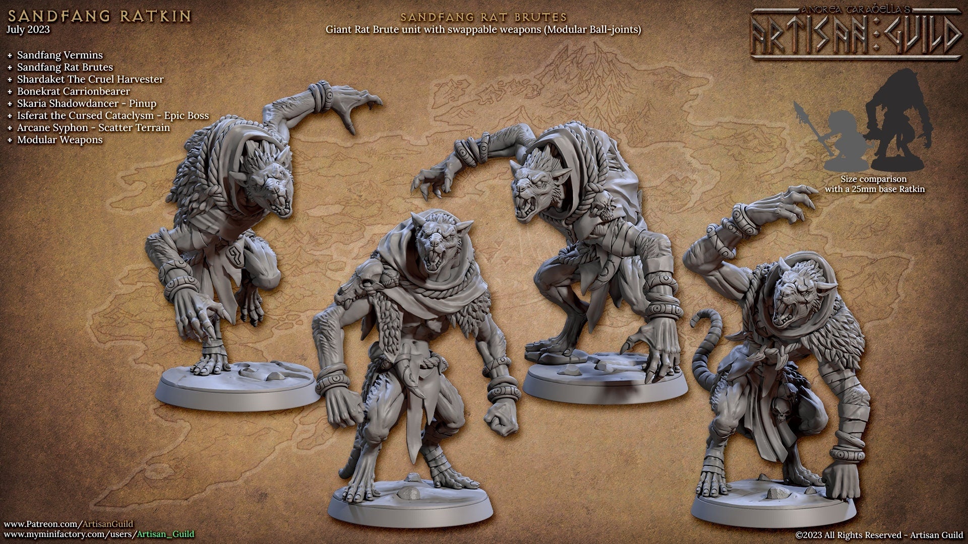 Ratkin Brute | Artisan Guild Miniatures | Compatible with D&D/AoS | Fantasy | Tabletop RPG