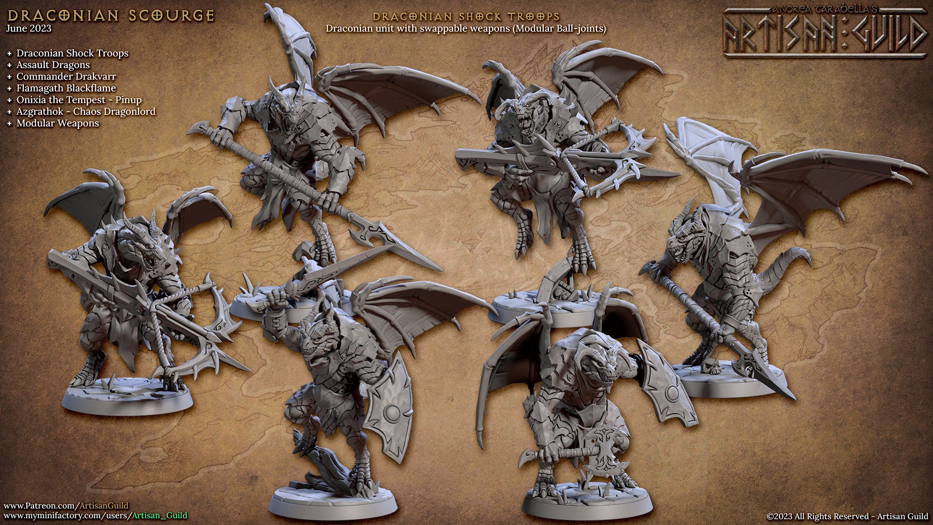Draconian Shock troops | Artisan Guild Miniatures | Compatible with D&D/AoS | Fantasy | Tabletop RPG