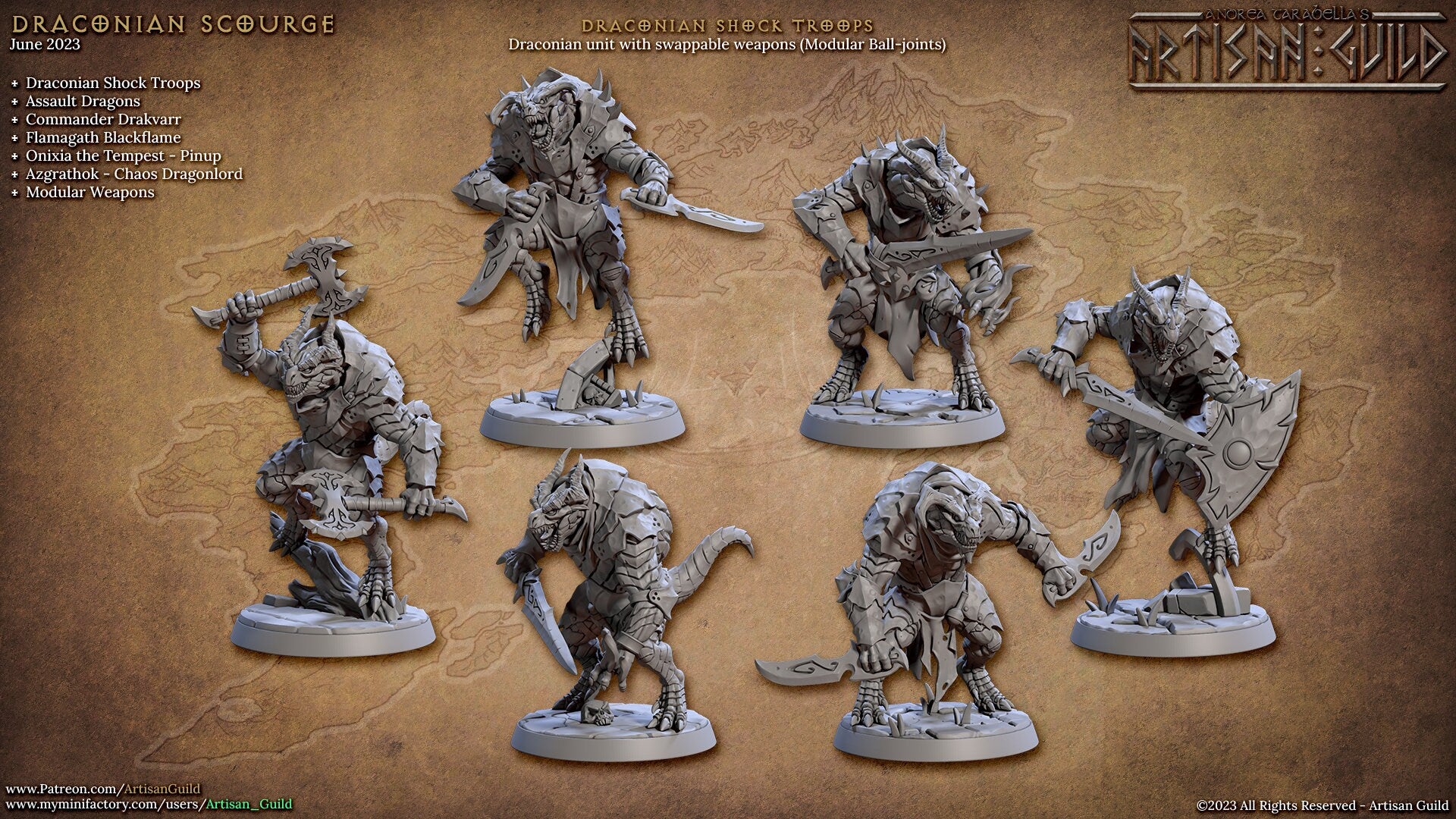 Draconian Shock troops | Artisan Guild Miniatures | Compatible with D&D/AoS | Fantasy | Tabletop RPG