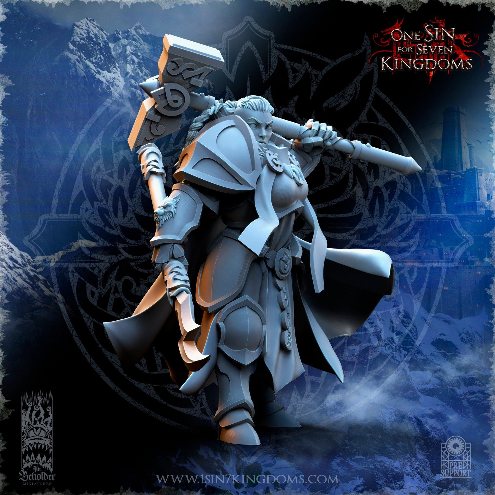 Female StormWolves Eternal Captain | The Beholder Miniatures | Compatible with D&D/AoS | Fantasy | Tabletop RPG