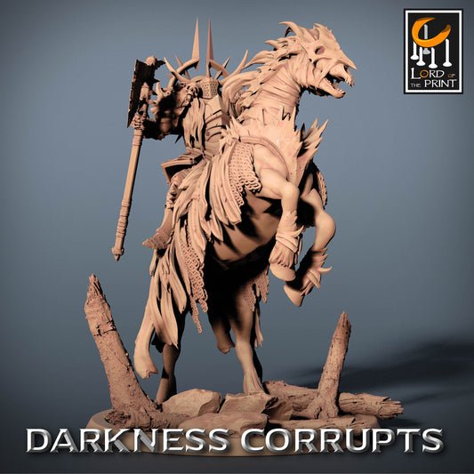 Dark Knight with Axe on Skeleton Horse | Rescale Miniatures | Compatible with D&D/AoS | Fantasy | Tabletop RPG