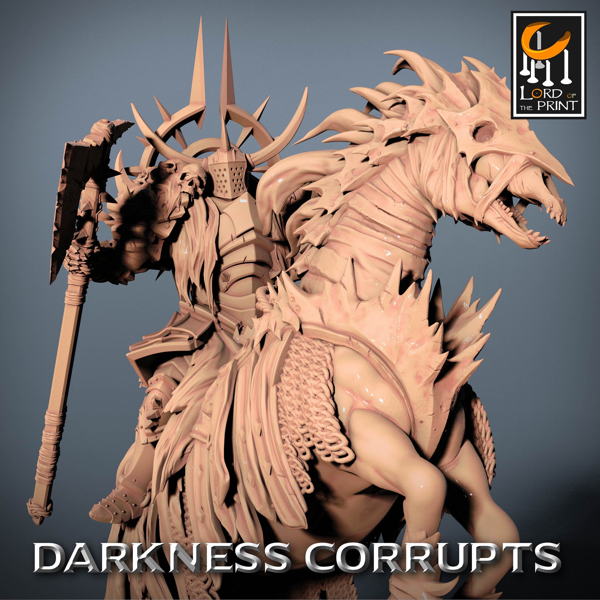 Dark Knight with Axe on Skeleton Horse | Rescale Miniatures | Compatible with D&D/AoS | Fantasy | Tabletop RPG