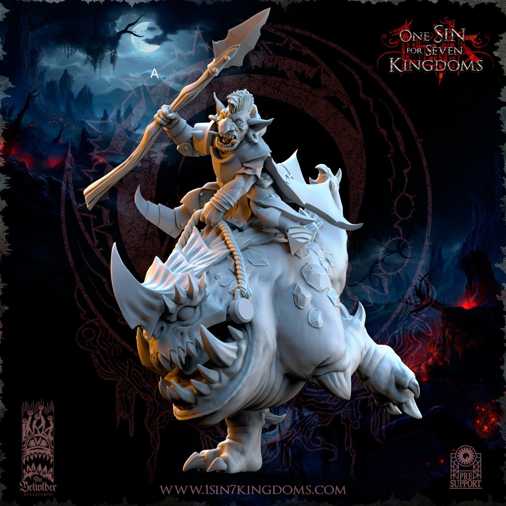 Black Horde Goblin Captain on Cave Horror | The Beholder Miniatures | Compatible with D&D/AoS | Fantasy | Tabletop RPG