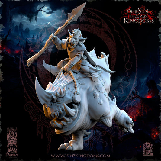 Black Horde Goblin Captain on Cave Horror | The Beholder Miniatures | Compatible with D&D/AoS | Fantasy | Tabletop RPG