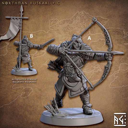 NorthMen Marauder with Bow or Sword and Banner | Artisan Guild Miniatures | Compatible with D&D/AoS | Fantasy | Tabletop RPG
