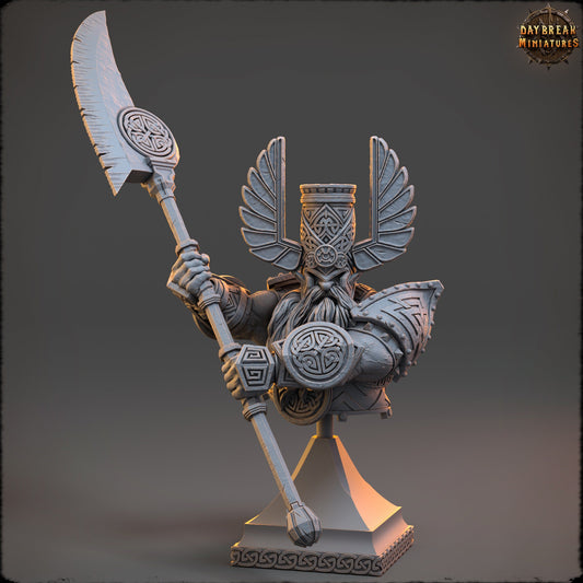 Dwarf Warrior Rauban Bust | DayBreak Miniatures | Compatible with D&D/AOS | Fantasy | Tabletop