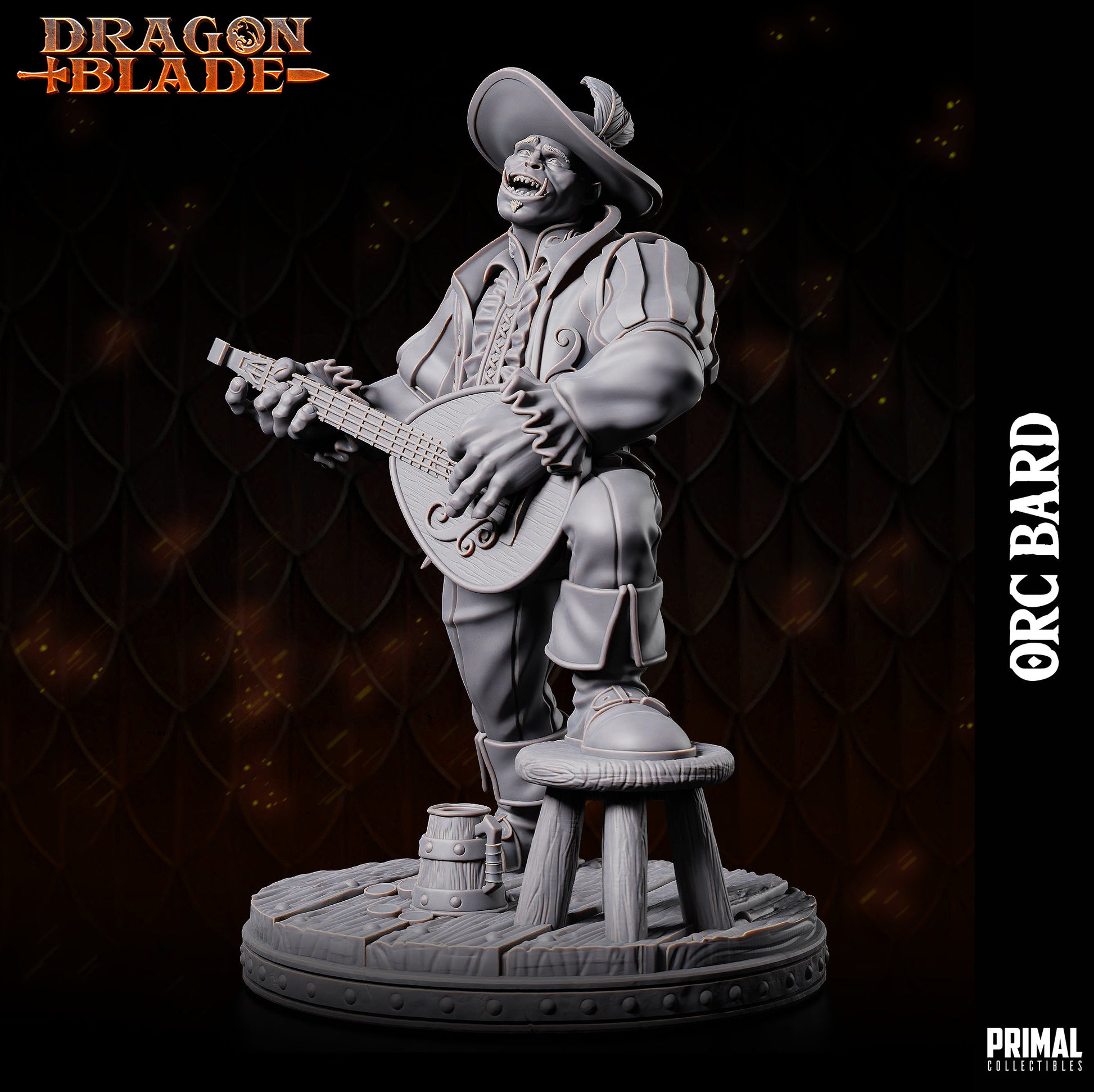 Orc Bard | Primal Collectibles | Compatible with D&D/AoS | Fantasy