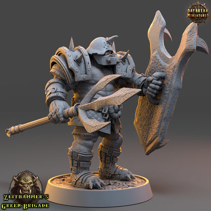 Orc Warrior Shield and Pike | DayBreak Miniatures | Compatible with D&D/AOS | Fantasy | Tabletop