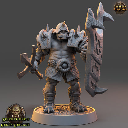Orc Warrior Shield and Pike | DayBreak Miniatures | Compatible with D&D/AOS | Fantasy | Tabletop