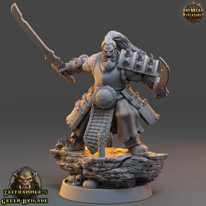 Orc WarLord with Dual Swords | DayBreak Miniatures | Compatible with D&D/AOS | Fantasy | Tabletop
