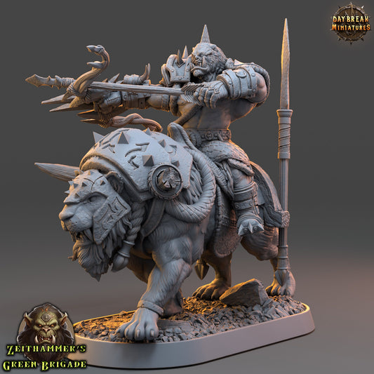 Orc Warrior Mounted Bow | DayBreak Miniatures | Compatible with D&D/AOS | Fantasy | Tabletop