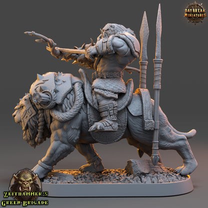 Orc Warrior Mounted Bow | DayBreak Miniatures | Compatible with D&D/AOS | Fantasy | Tabletop