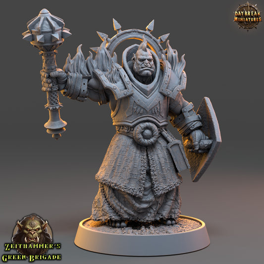Orc Paladin Mace and Shield | DayBreak Miniatures | Compatible with D&D/AOS | Fantasy | Tabletop