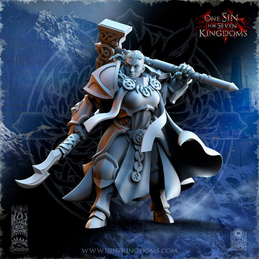 Female StormWolves Eternal Captain | The Beholder Miniatures | Compatible with D&D/AoS | Fantasy | Tabletop RPG