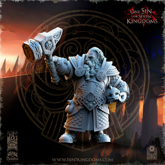 Dwarf Hero Hammer | The Beholder Miniatures | Compatible with D&D/AoS | Fantasy | Tabletop RPG