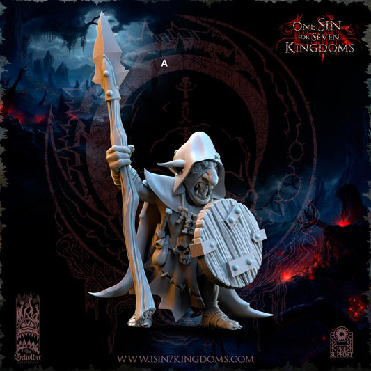 Black Horde Goblin Spear and Shield | The Beholder Miniatures | Compatible with D&D/AoS | Fantasy | Tabletop RPG