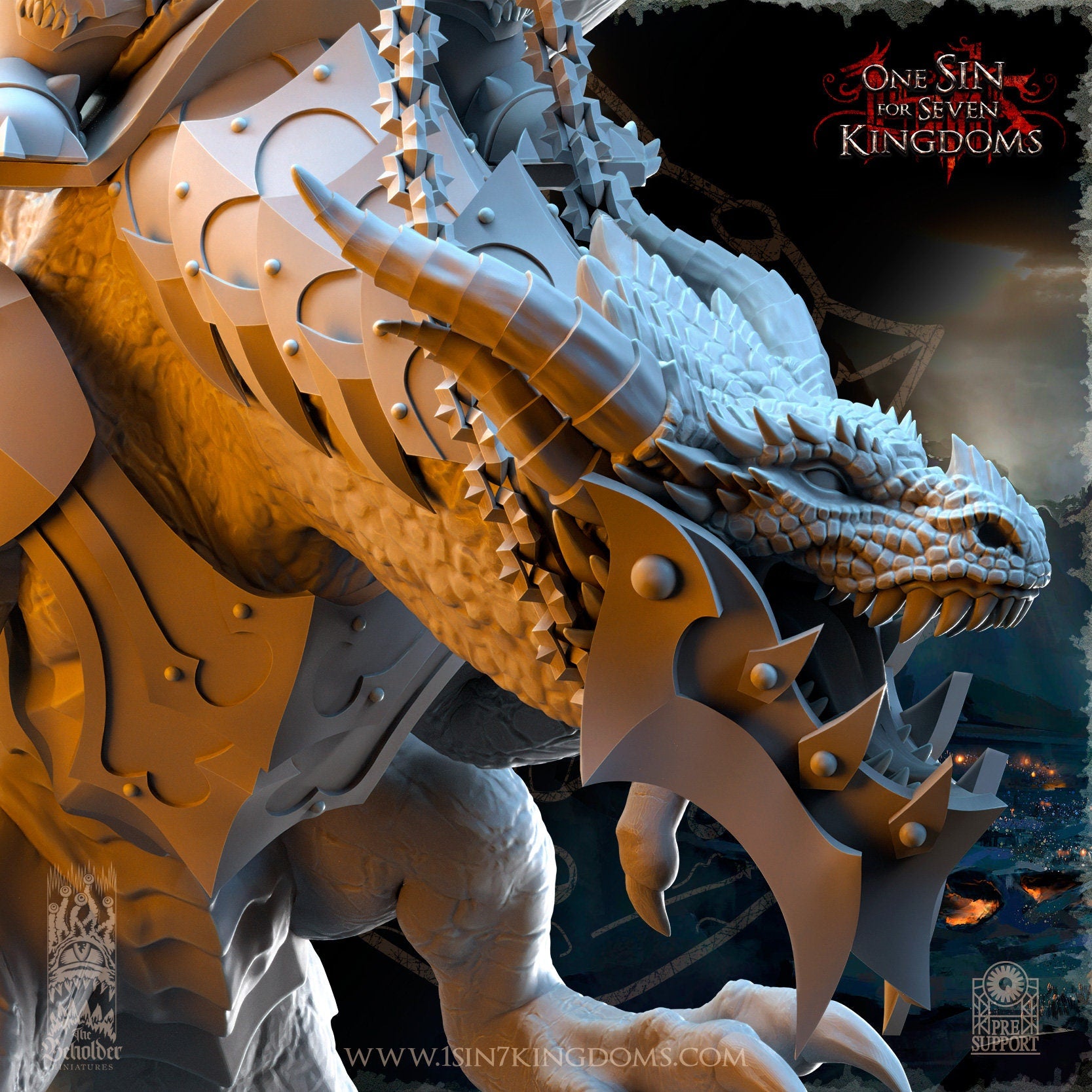 Orc Warlord mounted on Dragon | The Beholder Miniatures | Compatible with D&D/AoS | Fantasy | Tabletop RPG