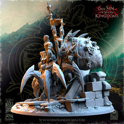 Savage Orc Shaman on Spider | The Beholder Miniatures | Compatible with D&D/AoS | Fantasy | Tabletop RPG