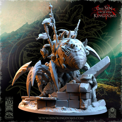 Savage Orc Shaman on Spider | The Beholder Miniatures | Compatible with D&D/AoS | Fantasy | Tabletop RPG