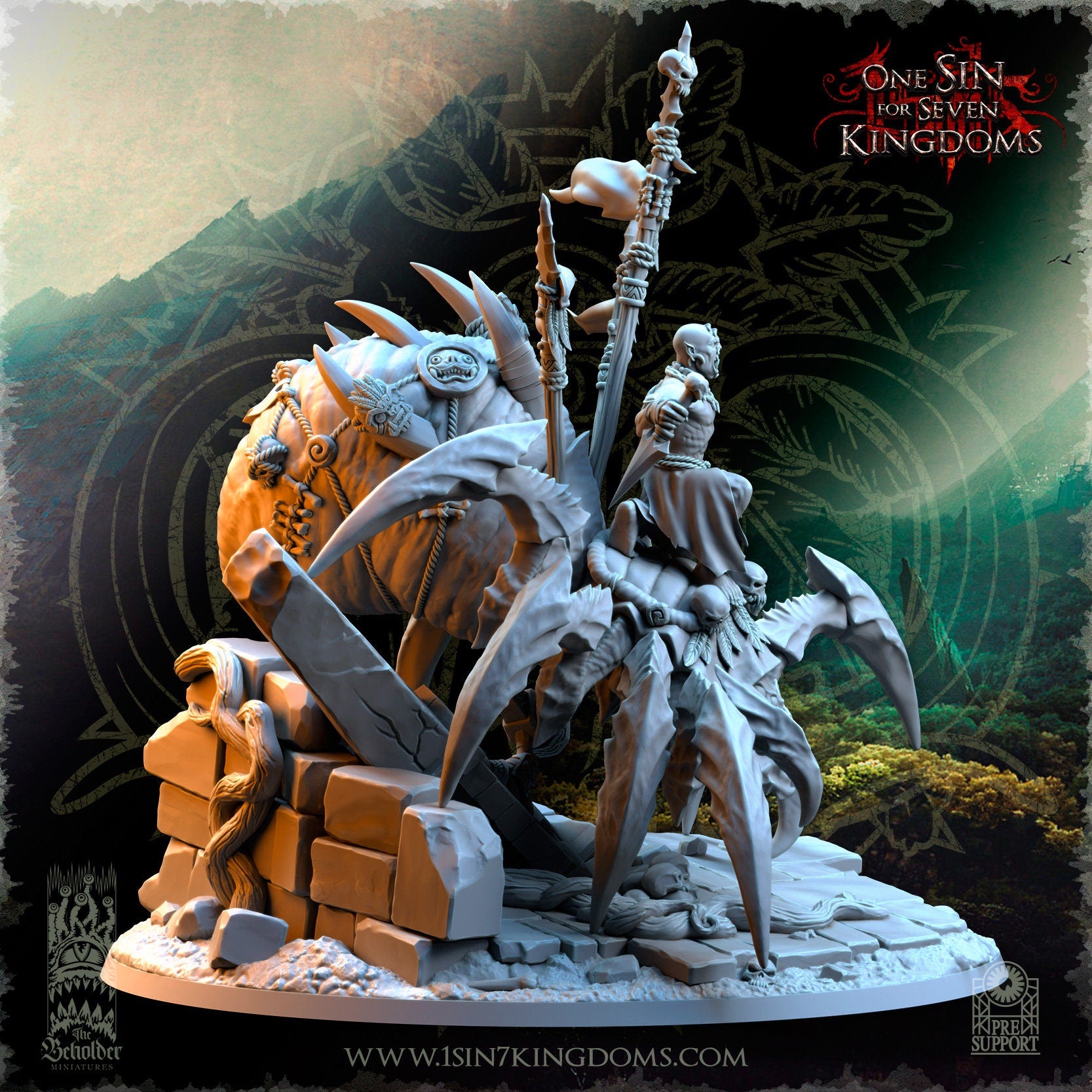 Savage Orc Shaman on Spider | The Beholder Miniatures | Compatible with D&D/AoS | Fantasy | Tabletop RPG