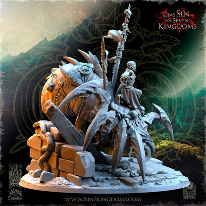 Savage Orc Shaman on Spider | The Beholder Miniatures | Compatible with D&D/AoS | Fantasy | Tabletop RPG