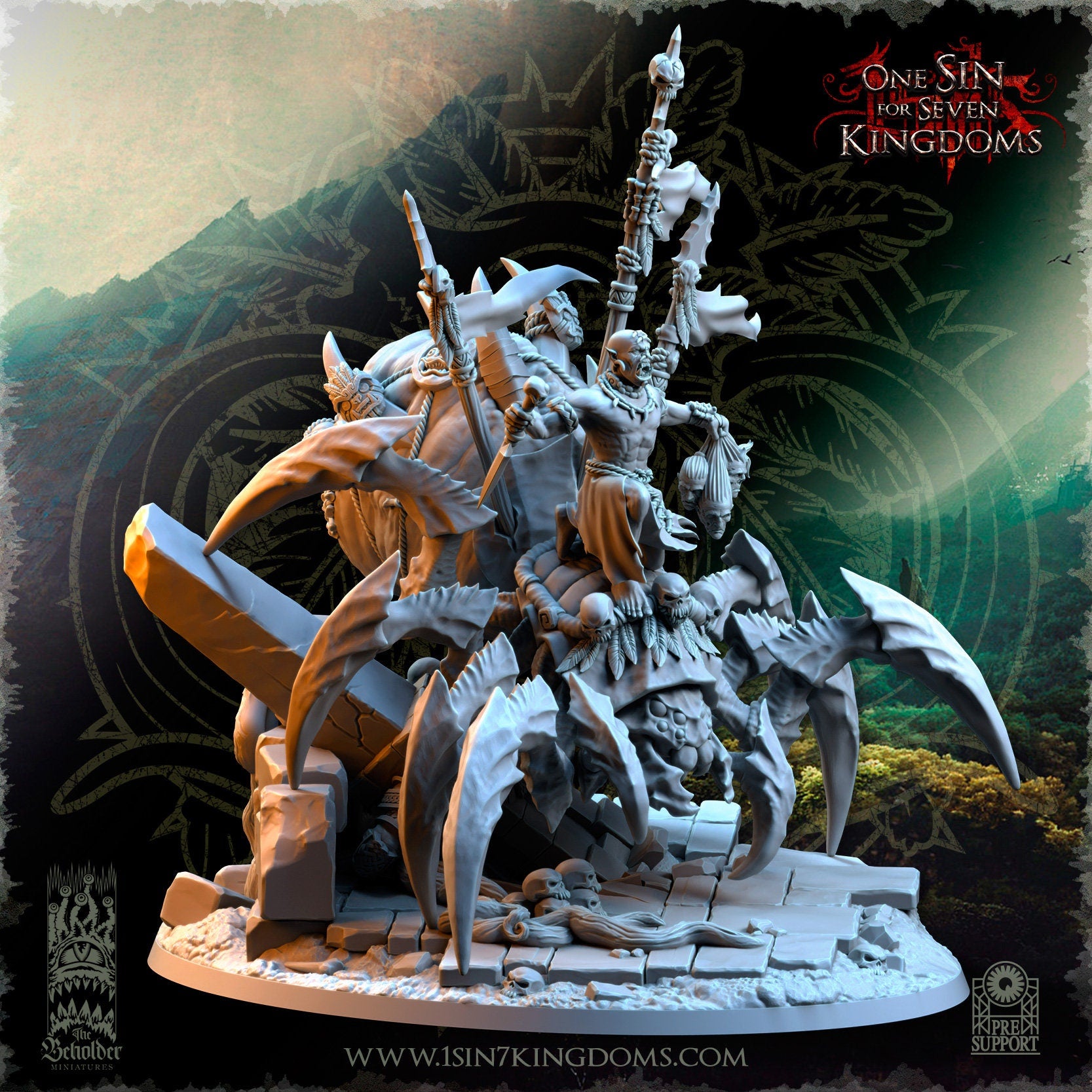 Savage Orc Shaman on Spider | The Beholder Miniatures | Compatible with D&D/AoS | Fantasy | Tabletop RPG