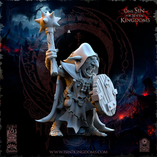 Black Horde Goblin One Handed Weapon and Shield | The Beholder Miniatures | Compatible with D&D/AoS | Fantasy | Tabletop RPG