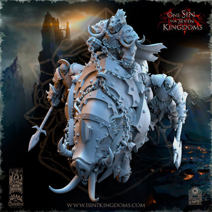 Orc Warlord on Giant Boar | The Beholder Miniatures | Compatible with D&D/AoS | Fantasy | Tabletop RPG