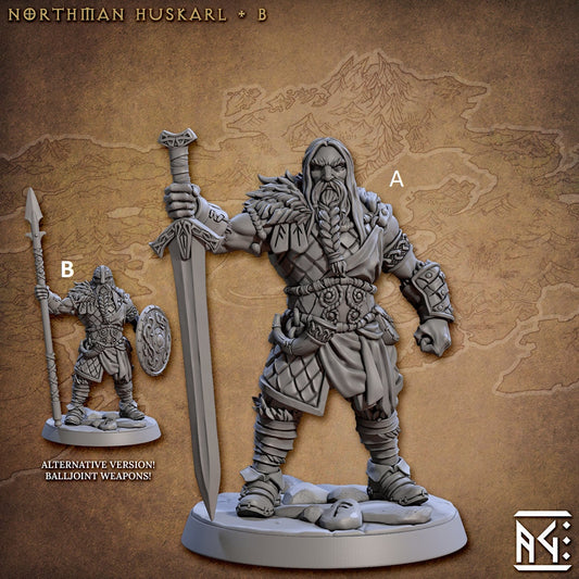 NorthMen Marauder with Great Sword or Spear and Shield | Artisan Guild Miniatures | Compatible with D&D/AoS | Fantasy | Tabletop RPG