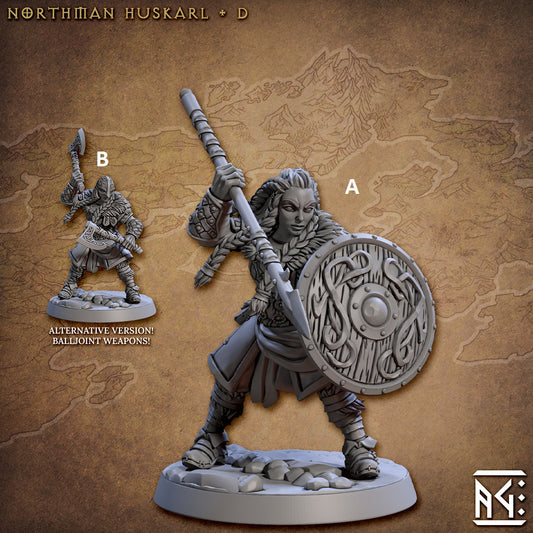 NorthMen Female Marauder with Spear and Shield or Axes | Artisan Guild Miniatures | Compatible with D&D/AoS | Fantasy | Tabletop RPG