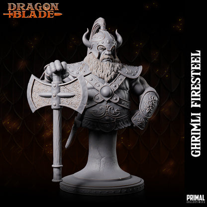 Dwarf Warrior Ghrimli Bust | Primal Collectibles | Compatible with D&D/AoS | Fantasy