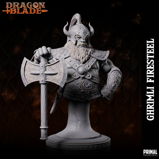 Dwarf Warrior Ghrimli Bust | Primal Collectibles | Compatible with D&D/AoS | Fantasy