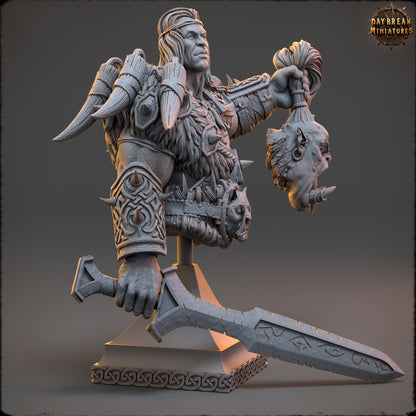 Orc Hunter Silas Bust | DayBreak Miniatures | Compatible with D&D/AOS | Fantasy | Tabletop