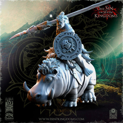 Mounted Savage Orc Spear and Shield | The Beholder Miniatures | Compatible with D&D/AoS | Fantasy | Tabletop RPG