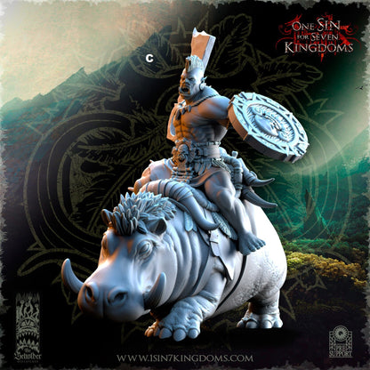 Mounted Savage Orc Cleaver and Shield | The Beholder Miniatures | Compatible with D&D/AoS | Fantasy | Tabletop RPG