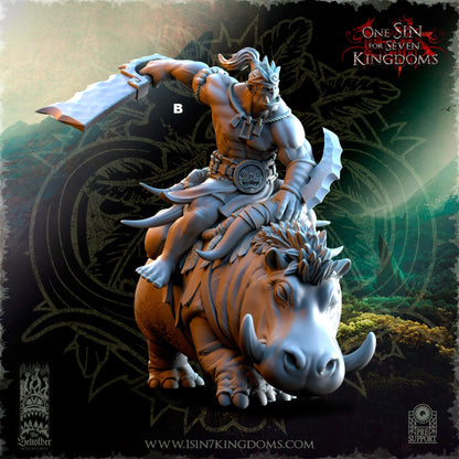 Mounted Savage Orc Dual Cleaver | The Beholder Miniatures | Compatible with D&D/AoS | Fantasy | Tabletop RPG