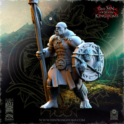 Savage Orc Spear and Shield | The Beholder Miniatures | Compatible with D&D/AoS | Fantasy | Tabletop RPG