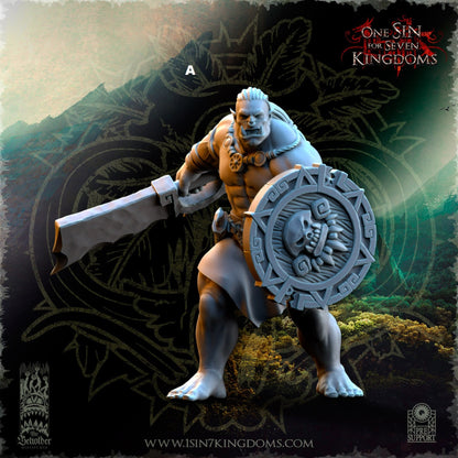 Savage Orc Cleaver and Shield | The Beholder Miniatures | Compatible with D&D/AoS | Fantasy | Tabletop RPG