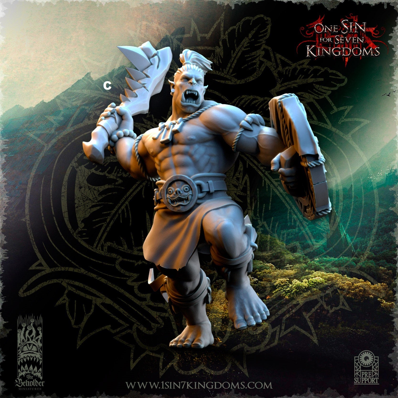 Savage Orc Cleaver and Shield | The Beholder Miniatures | Compatible with D&D/AoS | Fantasy | Tabletop RPG