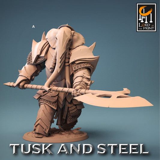Loxodon with Halberd | Rescale Miniatures | Compatible with D&D/AoS | Fantasy | Tabletop RPG